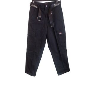 Dickies Black Cargo Pants with Branded Web Belt Size 26R FPR50BKX Utility Work